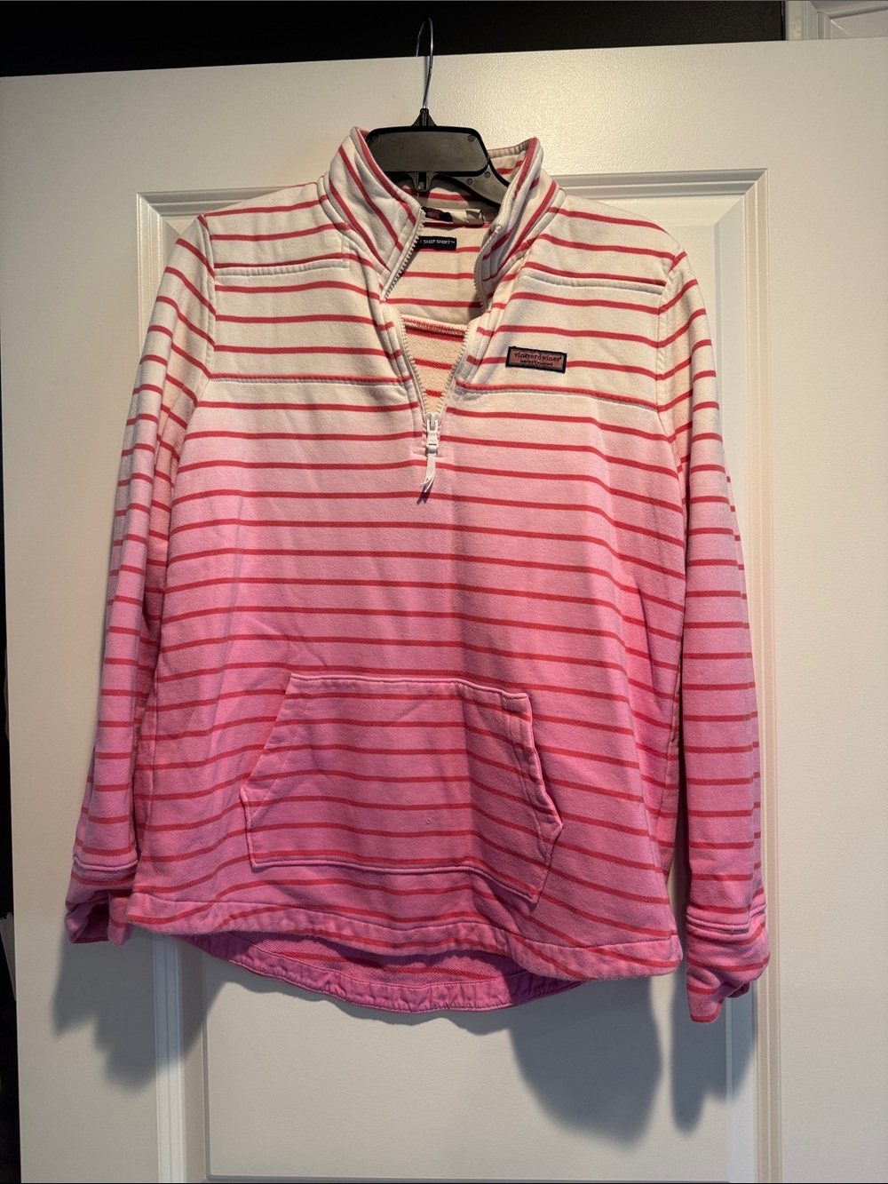 Vineyard Vines Pink Ombre Striped Quarter-Zip Pullover